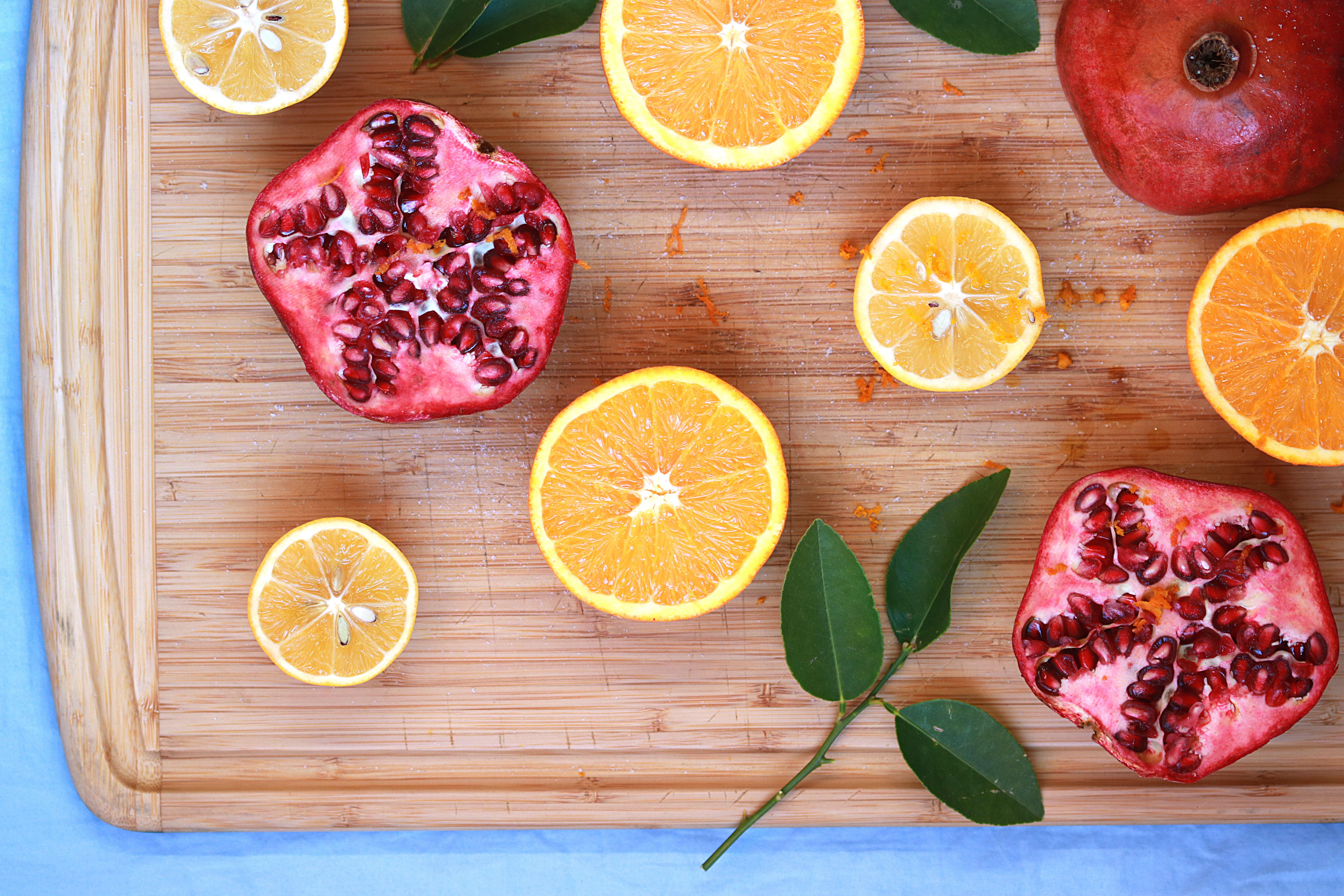 It's citrus and pomegranate season and I these beauties were just put in a vitamin packed winter citrus salad! Naturally I had to work them into a recipe; it's the best time of year to eat them.