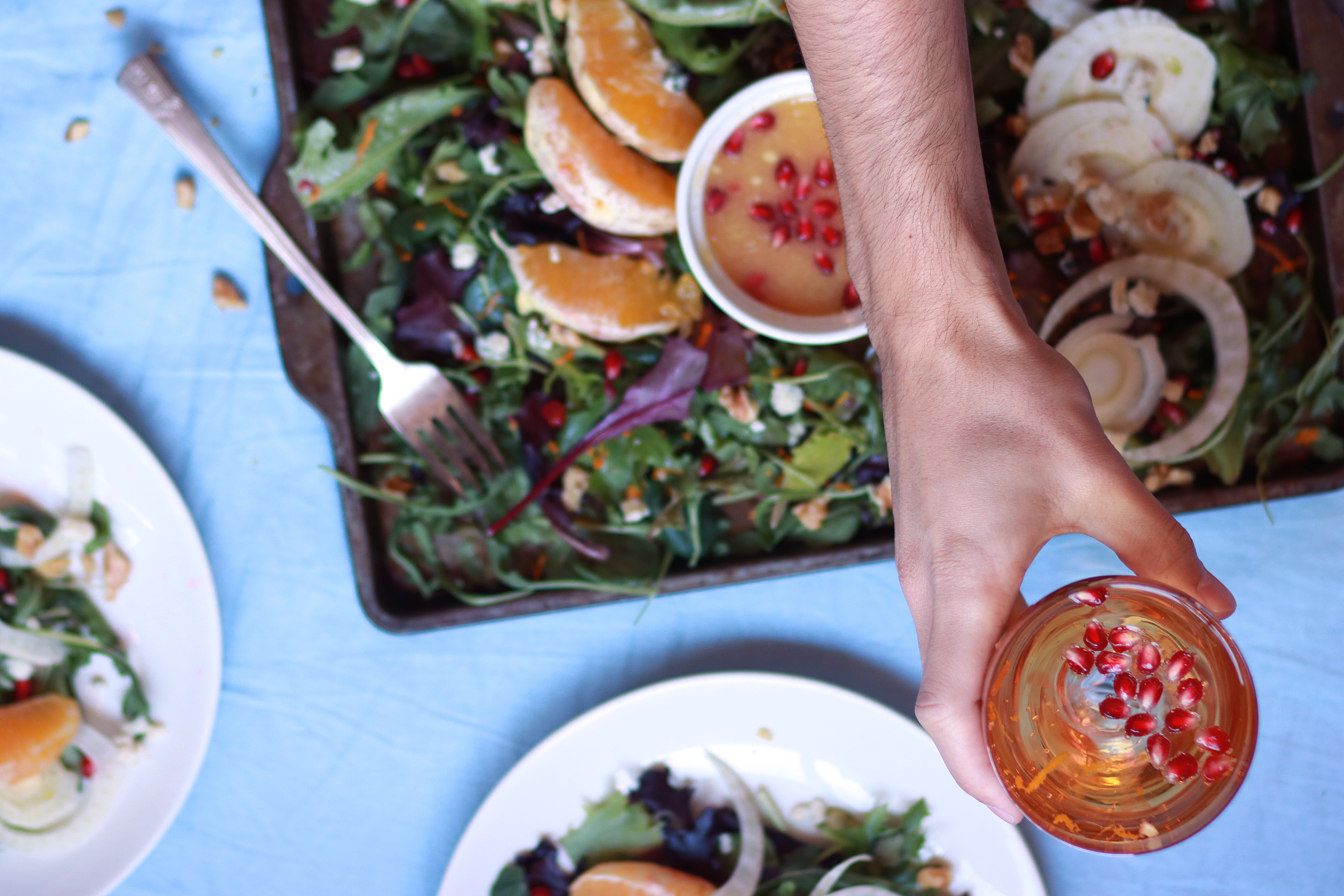 This simple, elegant Winter Citrus salad is perfect for entertainment! You can spend more time with your family and friends and less time in the kitchen with this recipe. Plus it is packed with antioxidants, vitamin C and detoxifying greens to keep you energized and healthy this Winter!