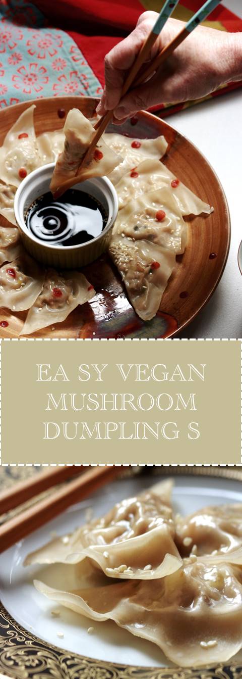 Steamed vegan mushroom dumplings full of protein and much healthier than their fried counterpart. Easy to make and control exactly what you want in them!