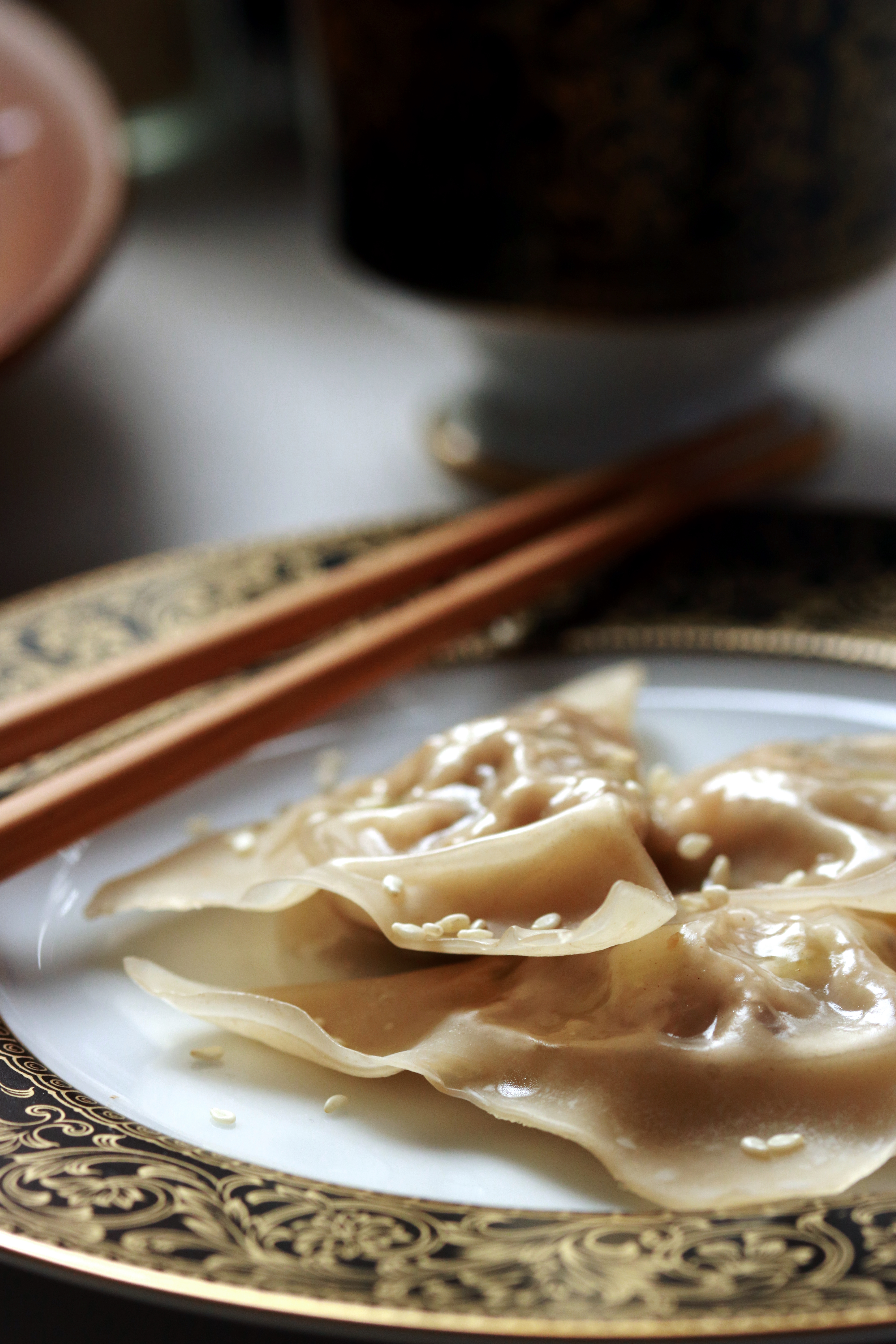 These vegan steamed mushroom dumplings make a great Chinese New Years side dish or Super Bowl appetizer.