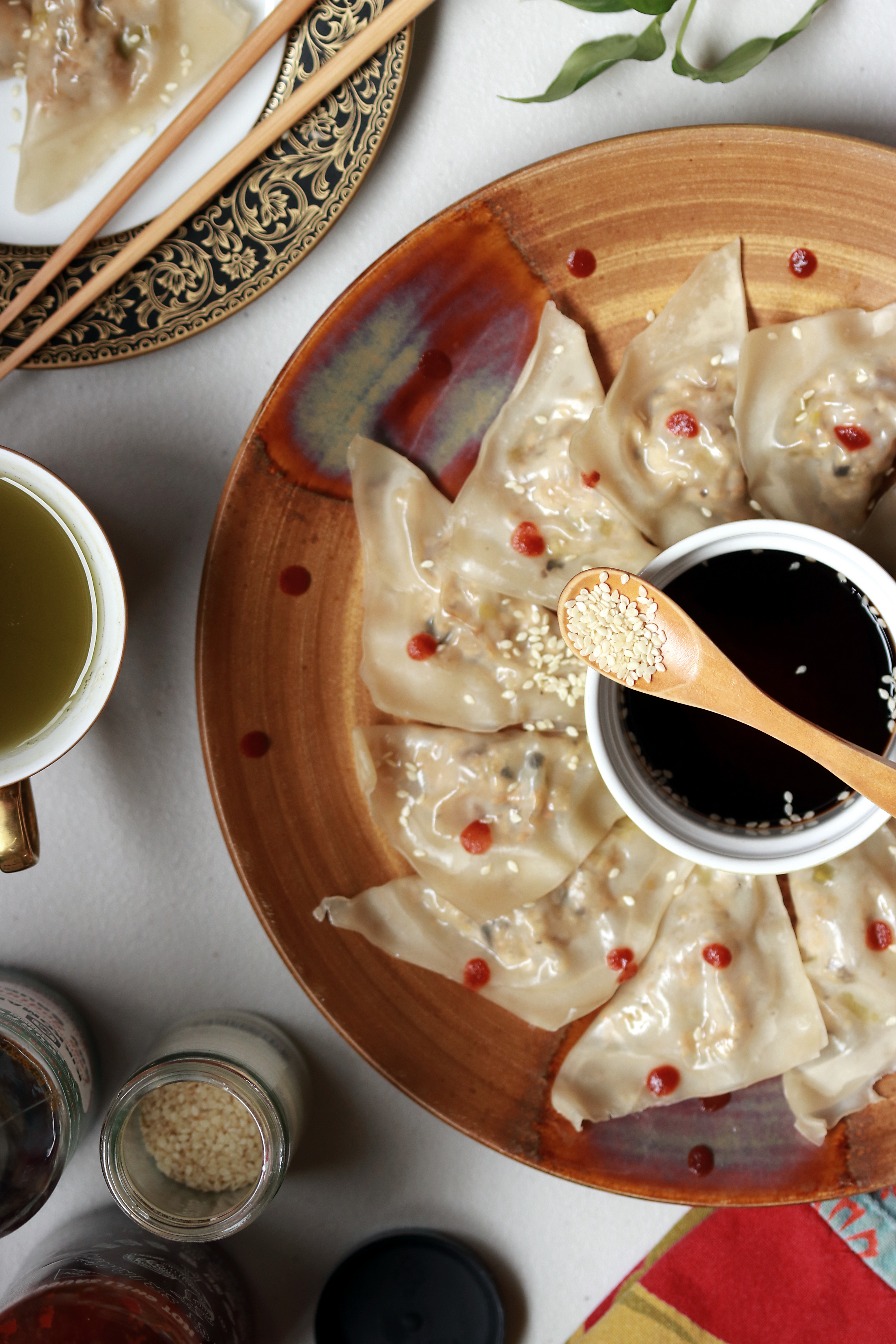 These vegan steamed mushroom dumplings make a great Chinese New Years side dish or Super Bowl appetizer.
