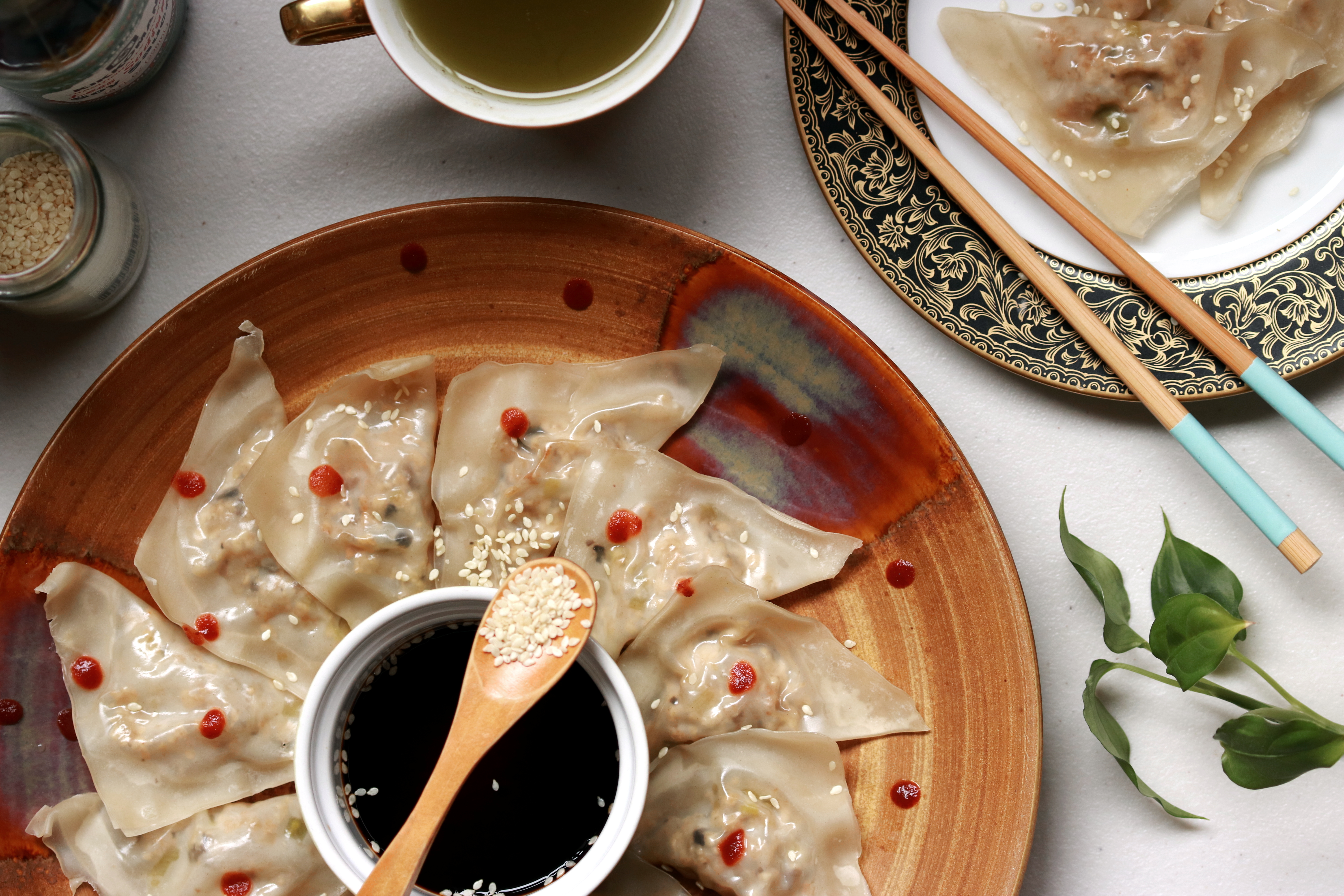 These vegan steamed mushroom dumplings make a great Chinese New Years side dish or Super Bowl appetizer.