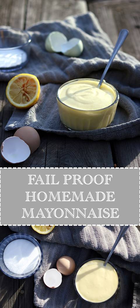 Fail proof homemade mayonnaise is healthy, flavorful and much better than the store bought stuff! Plus it's easy to whip up with just four ingredients!
