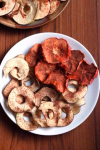 Dried fruit rings are a super easy, hands off snack recipe. Perfect for when you are on-the-go or entertaining. Try sprinkling them with the different spice combos provided and pairing them with a little jam and brie!