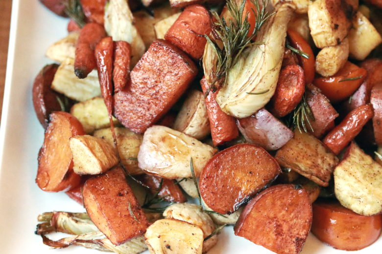 Easy Roasted Root Vegetables with Fennel and Persimmon